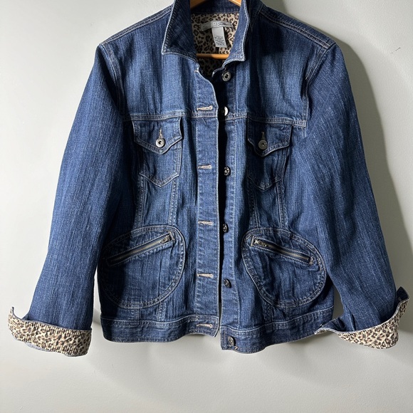 Chico's Platinum Stylish Stretch Denim Blue Jean Jacket Sz3 - Picture 4 of 8